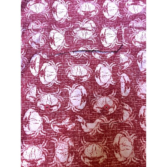 Izod Saltwater Mens XXL Red White Crab Print Short Sleeve Button-Up Summer Shirt - Picture 10 of 11